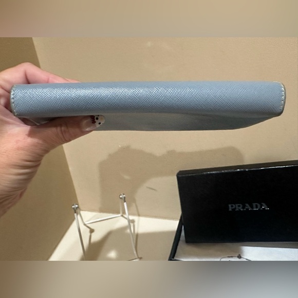 Prada Saffiano Periwinkle Enamel Continental Wallet W/Box & Authenticity Card - Picture 8 of 13